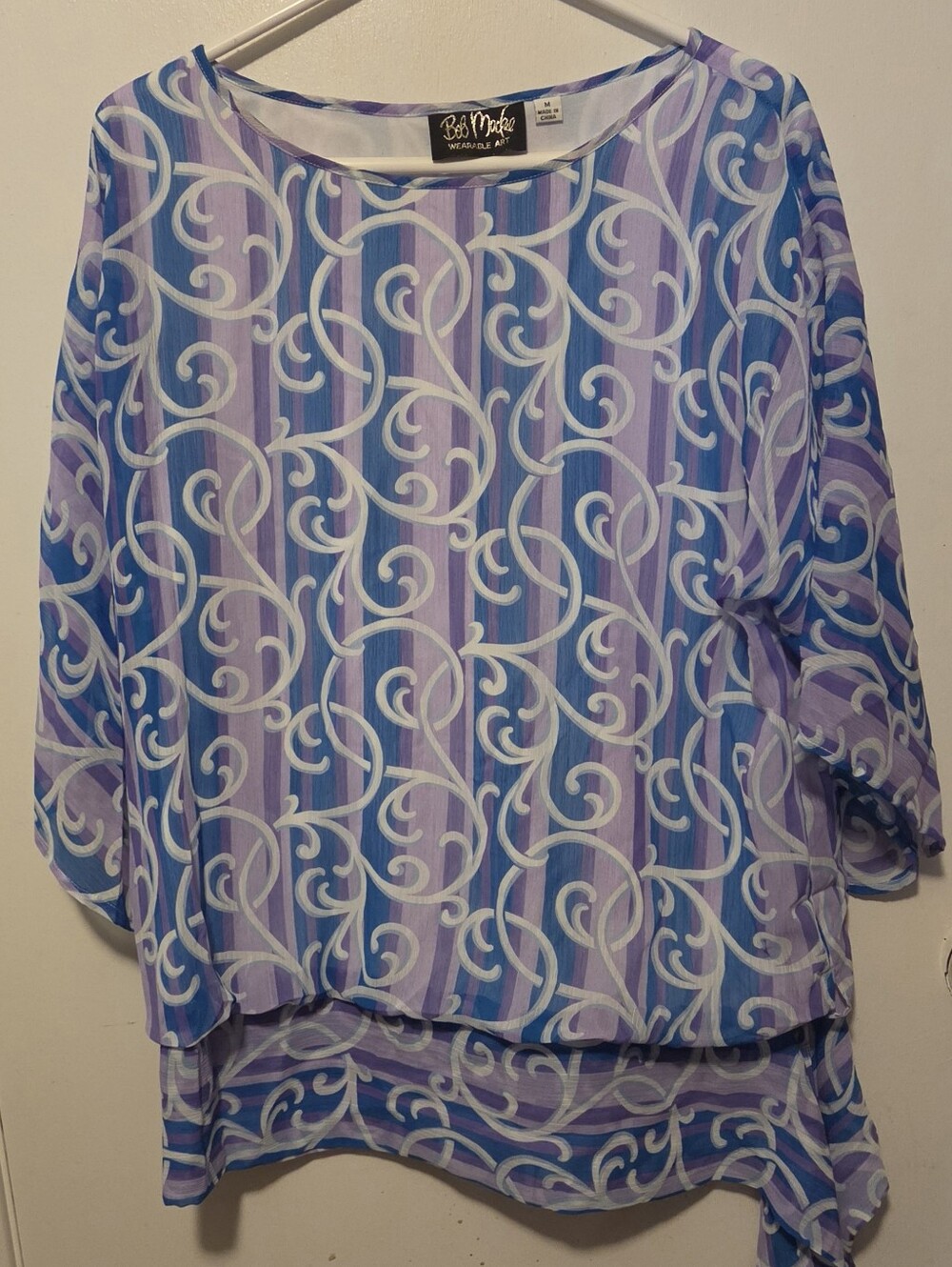 Bob Mackie Purple and Blue Scroll Print Tunic